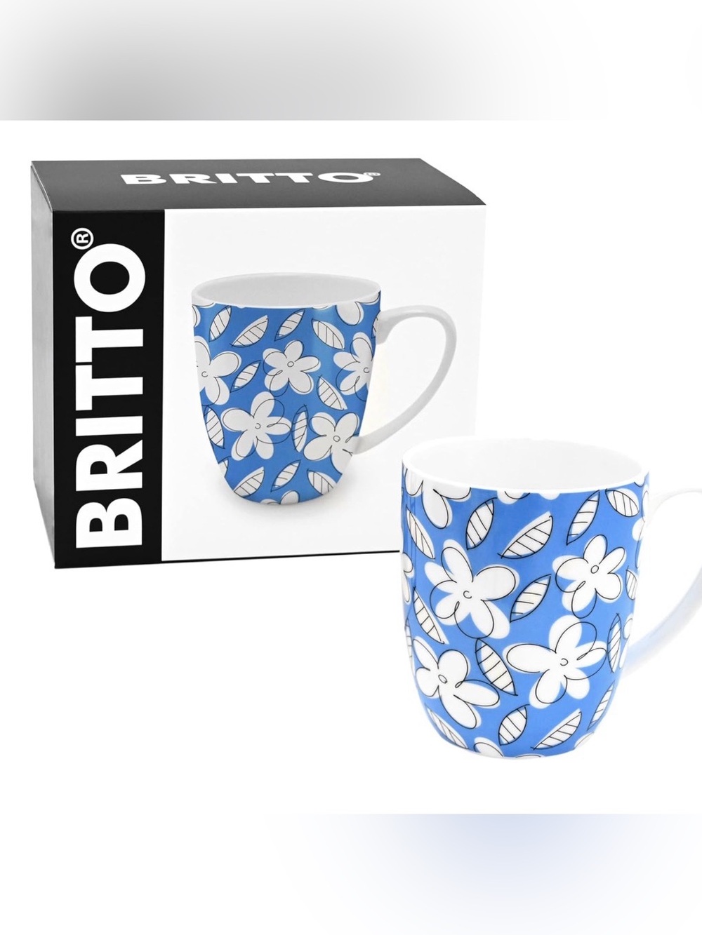 BRITTO Blue Floral Ceramic Mug
